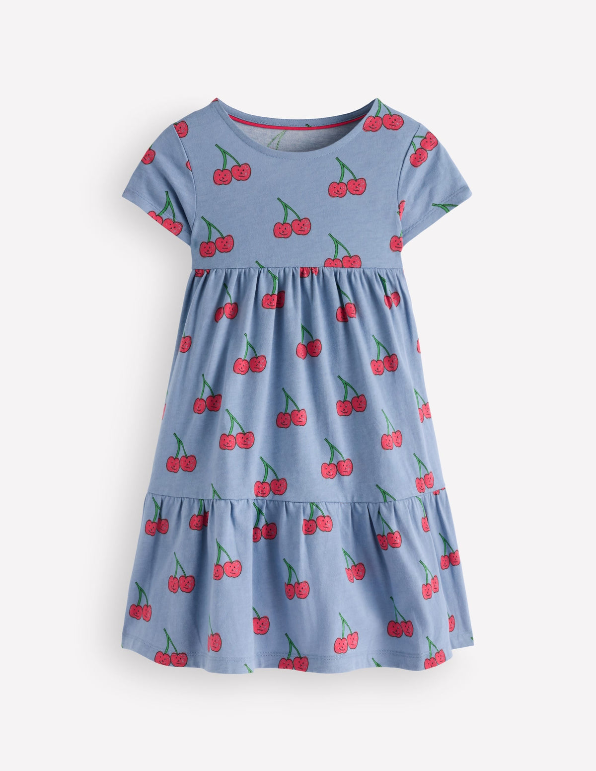 Ariel Twirly Jersey Dress-Blue Cherries