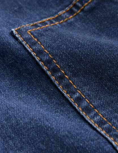 Adeline A-line Overalls Dress-Plain Denim