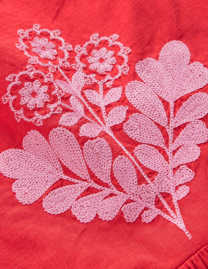 Annalisa Twirly Sundress-Spicy Red Embroidery