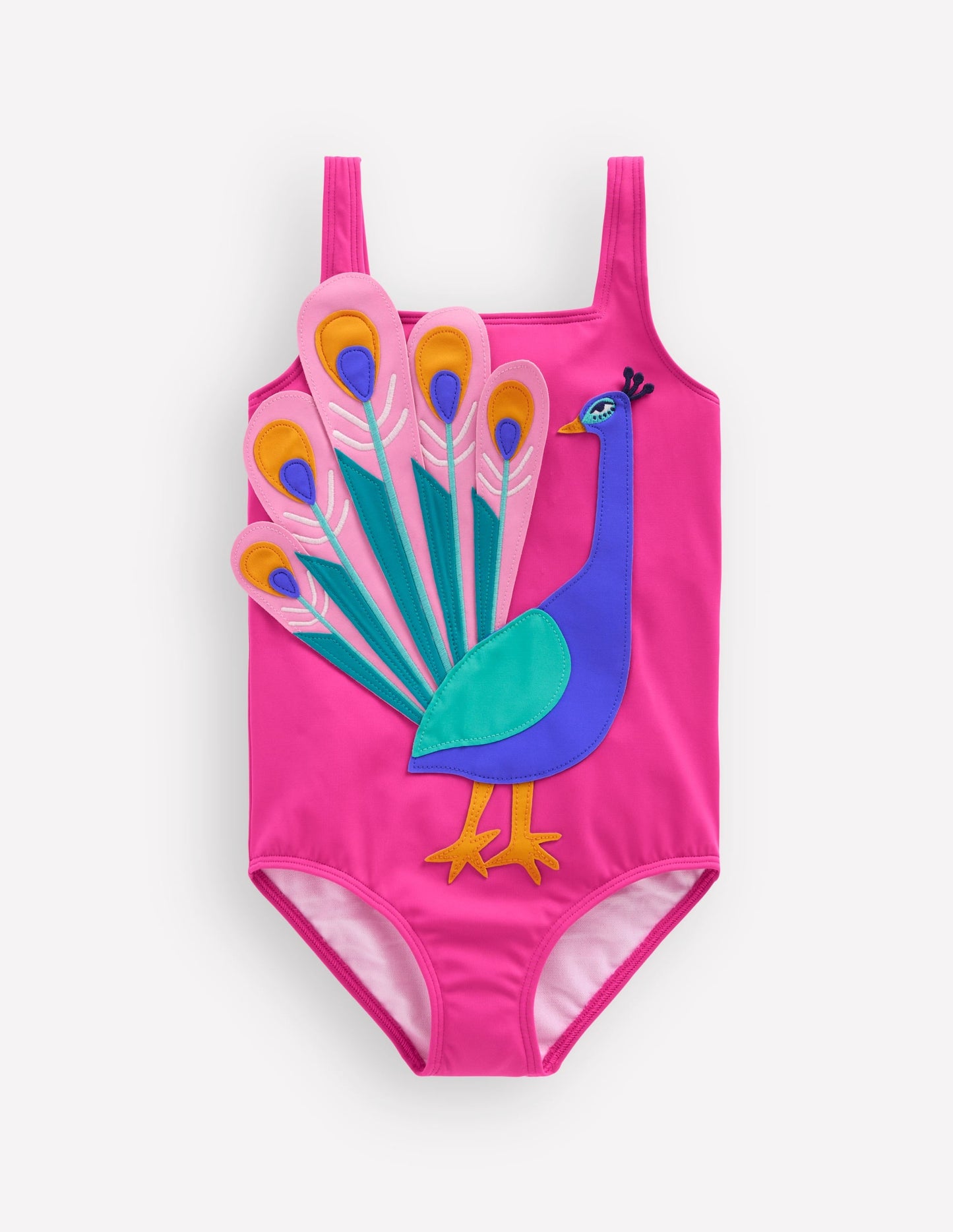 Appliqué Swimsuit-Pink Peacock