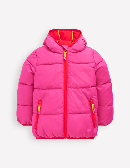 Applique Padded Coat-Pink Sun Wave