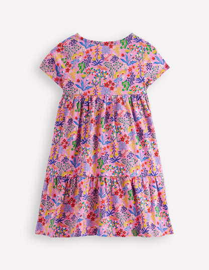 Ariel Twirly Jersey Dress-Meadowsweet Pink Garden Floral