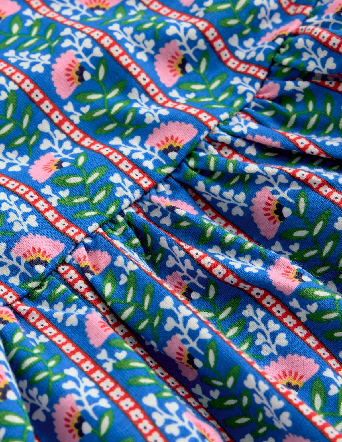 Ballerina Jersey Dress-Kingfisher Blue Floral Vine