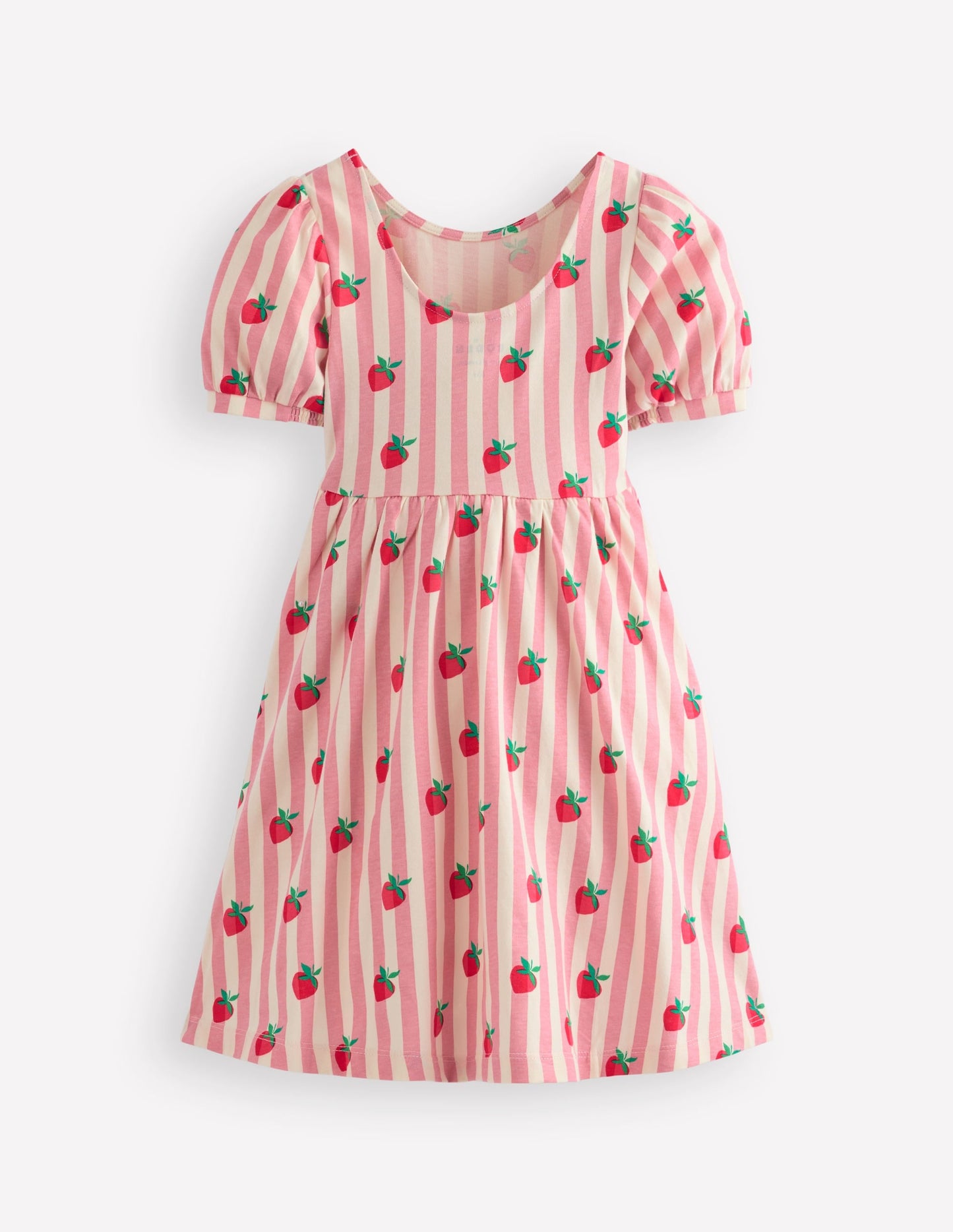 Ballerina Jersey Dress-Almond Pink Strawberry Stripe