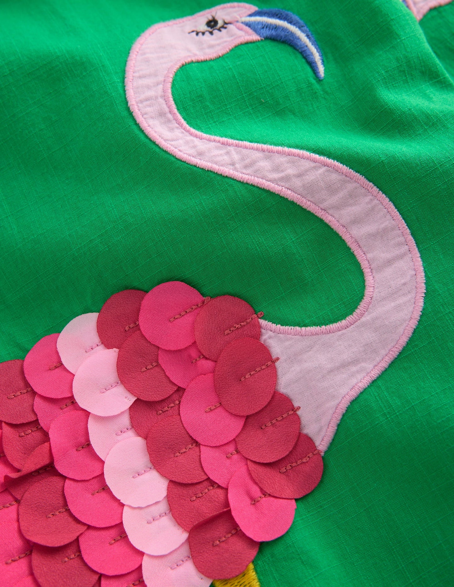 Applique Pull-on Pants-Green Flamingos