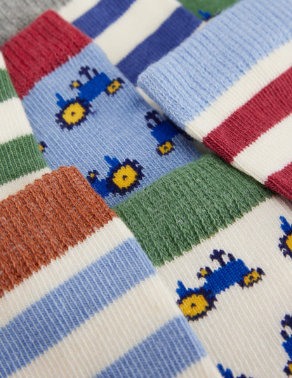 7-Pack Baby Socks-Tractors