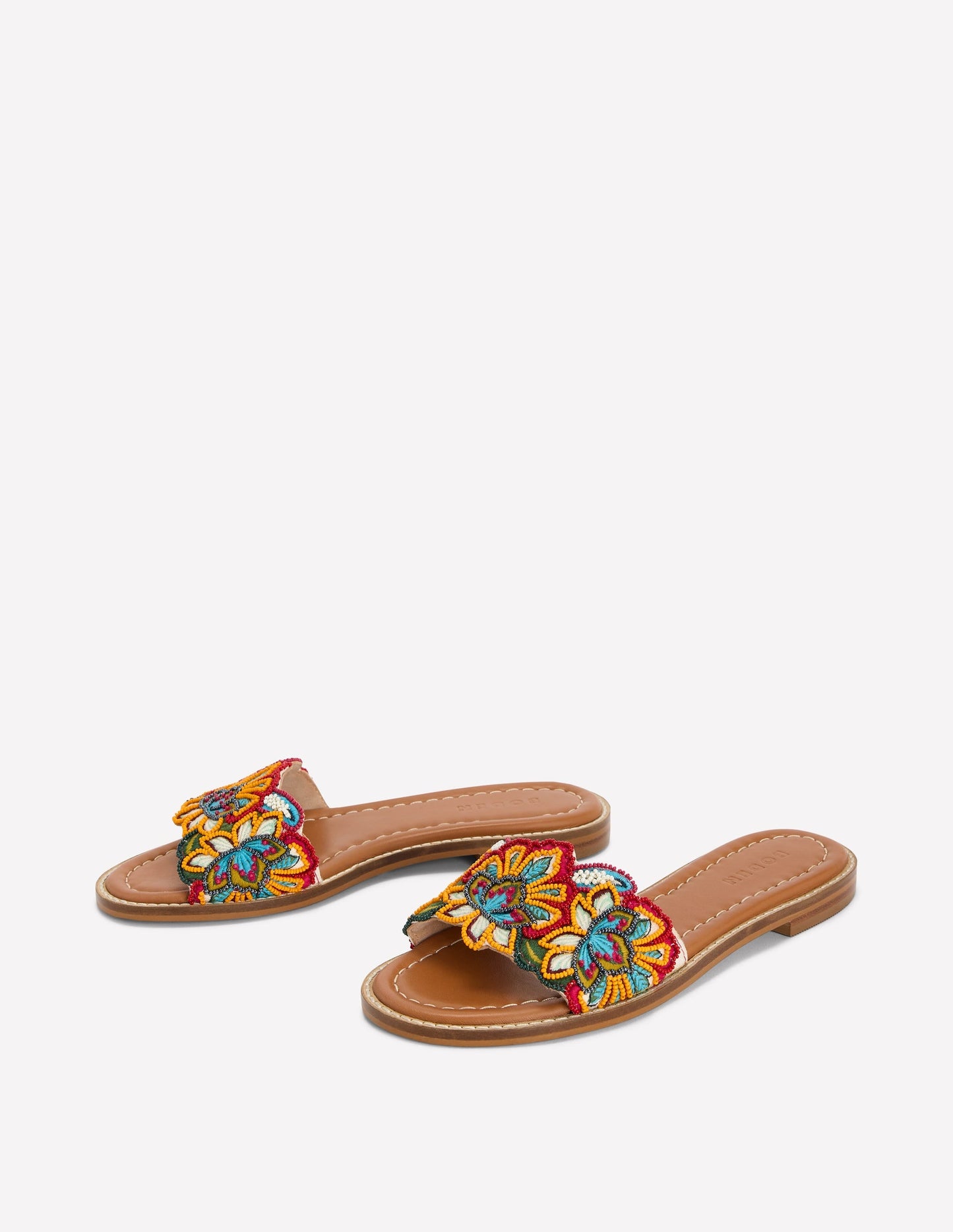 Beaded Flower Flat Sandal-Floral Multi Embroidery