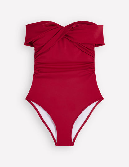 Bardot Wrap Swimsuit-Merida Red