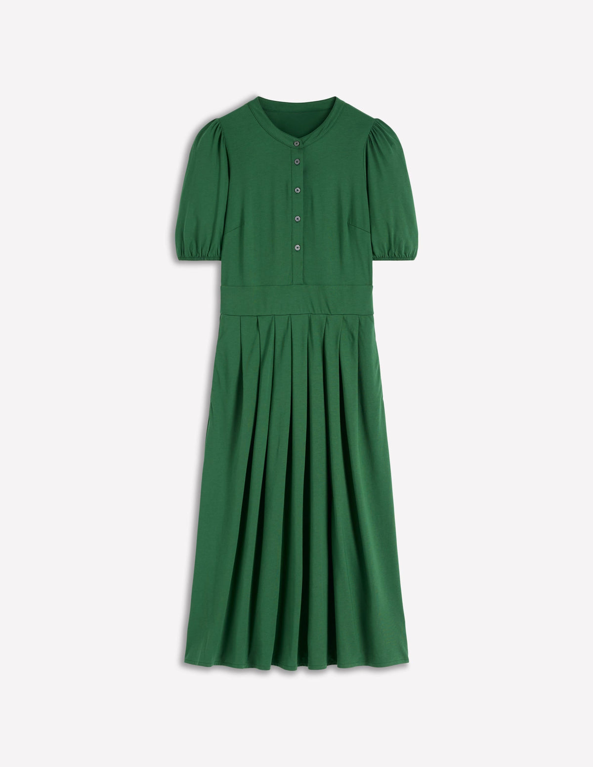 Amber Pleat Jersey Midi Dress-Hunter Green