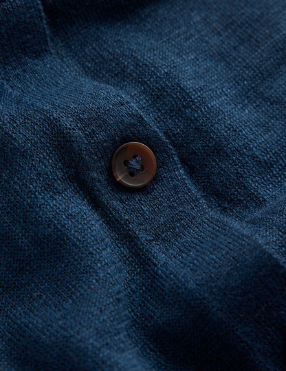 Agnes Collar Linen Cardigan-Navy