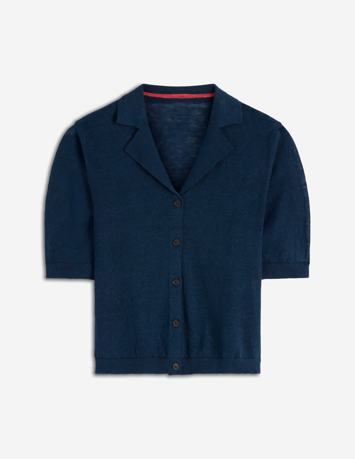 Agnes Collar Linen Cardigan-Navy