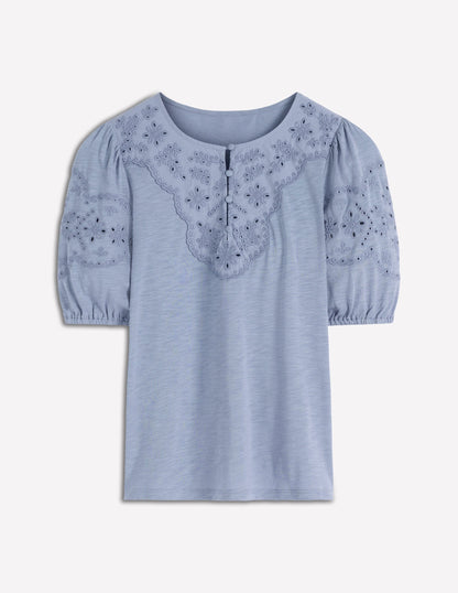Ada Broderie Mix Top-French Blue