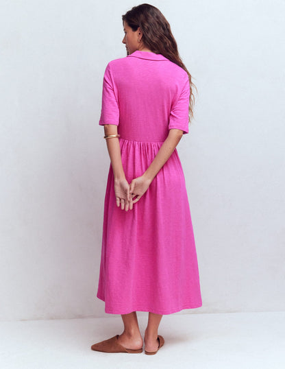 Aria Collared Jersey Dress-Passion Flower