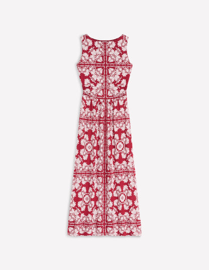 Antonia Jersey Maxi Dress-Rich Chestnut, Botanical Charm