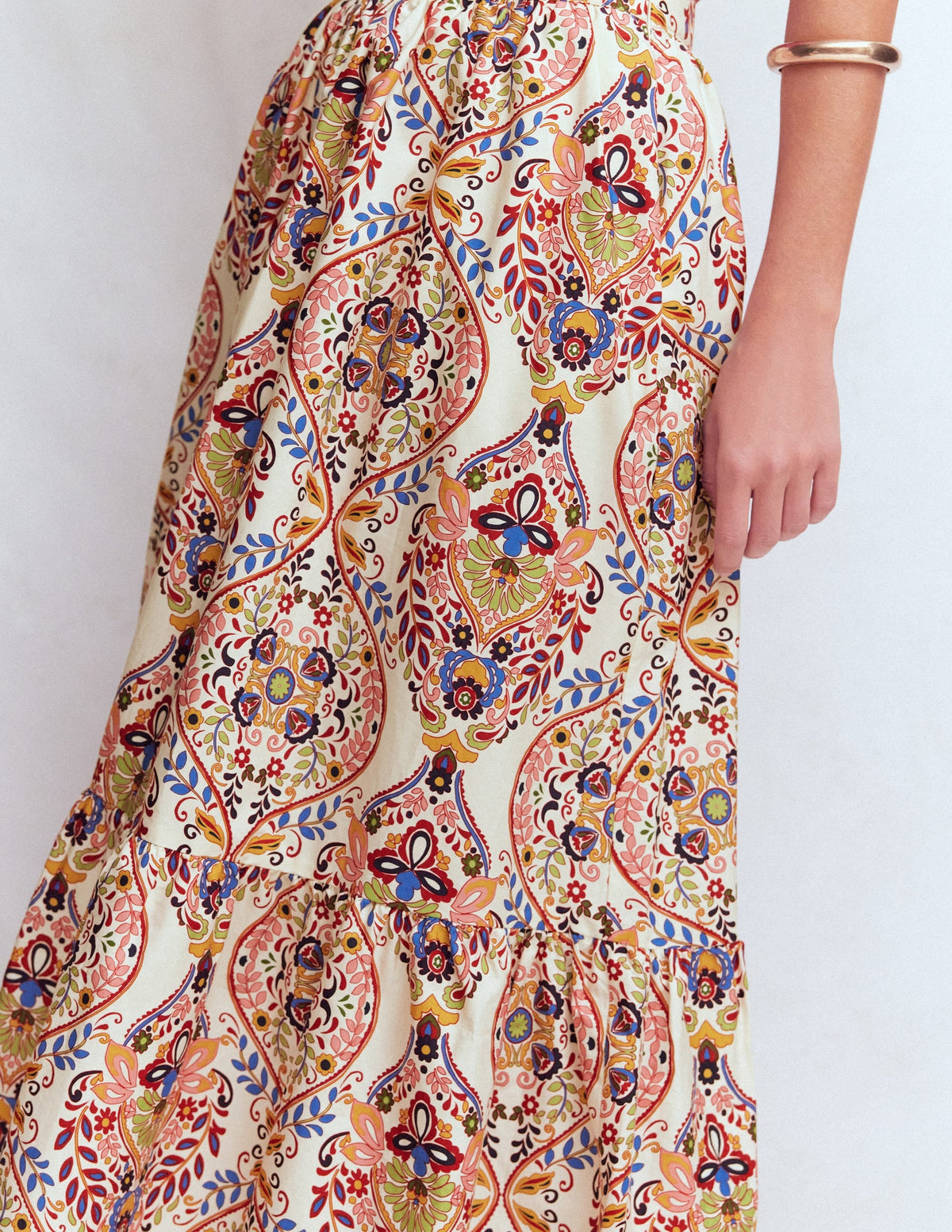 Abigail Poplin Maxi Skirt-Multi, Enchanted Gardenia
