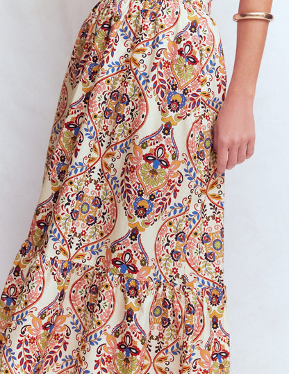 Abigail Poplin Maxi Skirt-Multi, Enchanted Gardenia