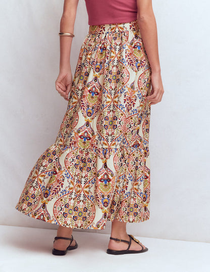 Abigail Poplin Maxi Skirt-Multi, Enchanted Gardenia