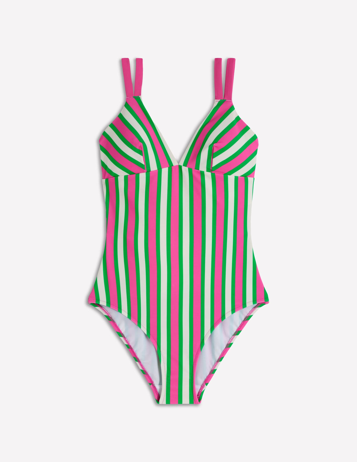 Arles Swimsuit-Pink, Green and White Stripe
