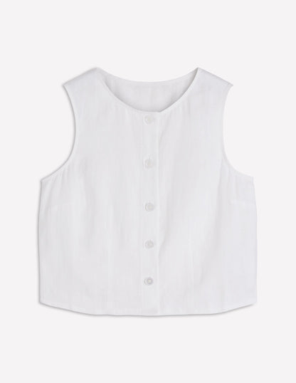 Andrea Linen Shell Top-White