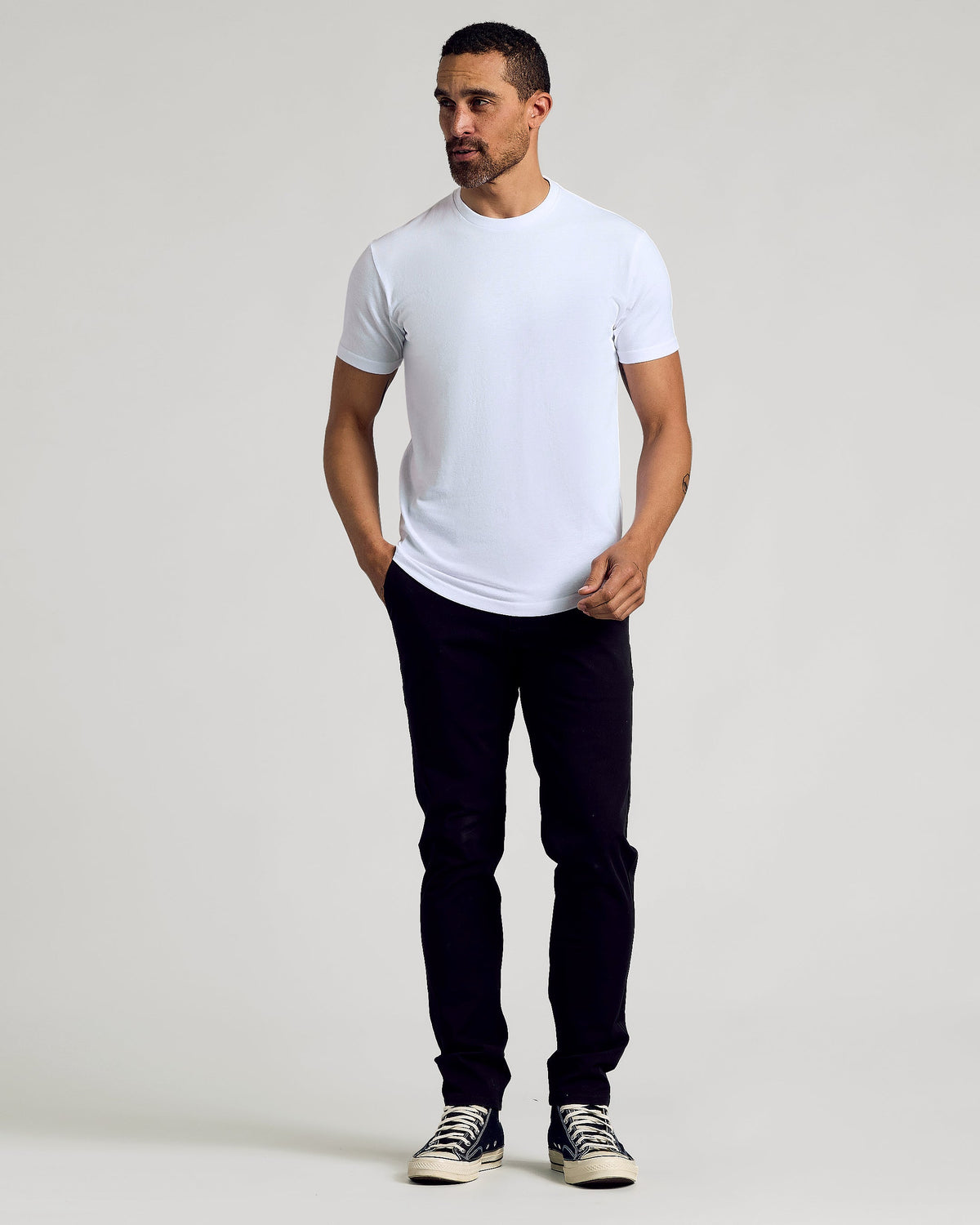 All White Curved Hem Classic Crew Neck 10-Pack