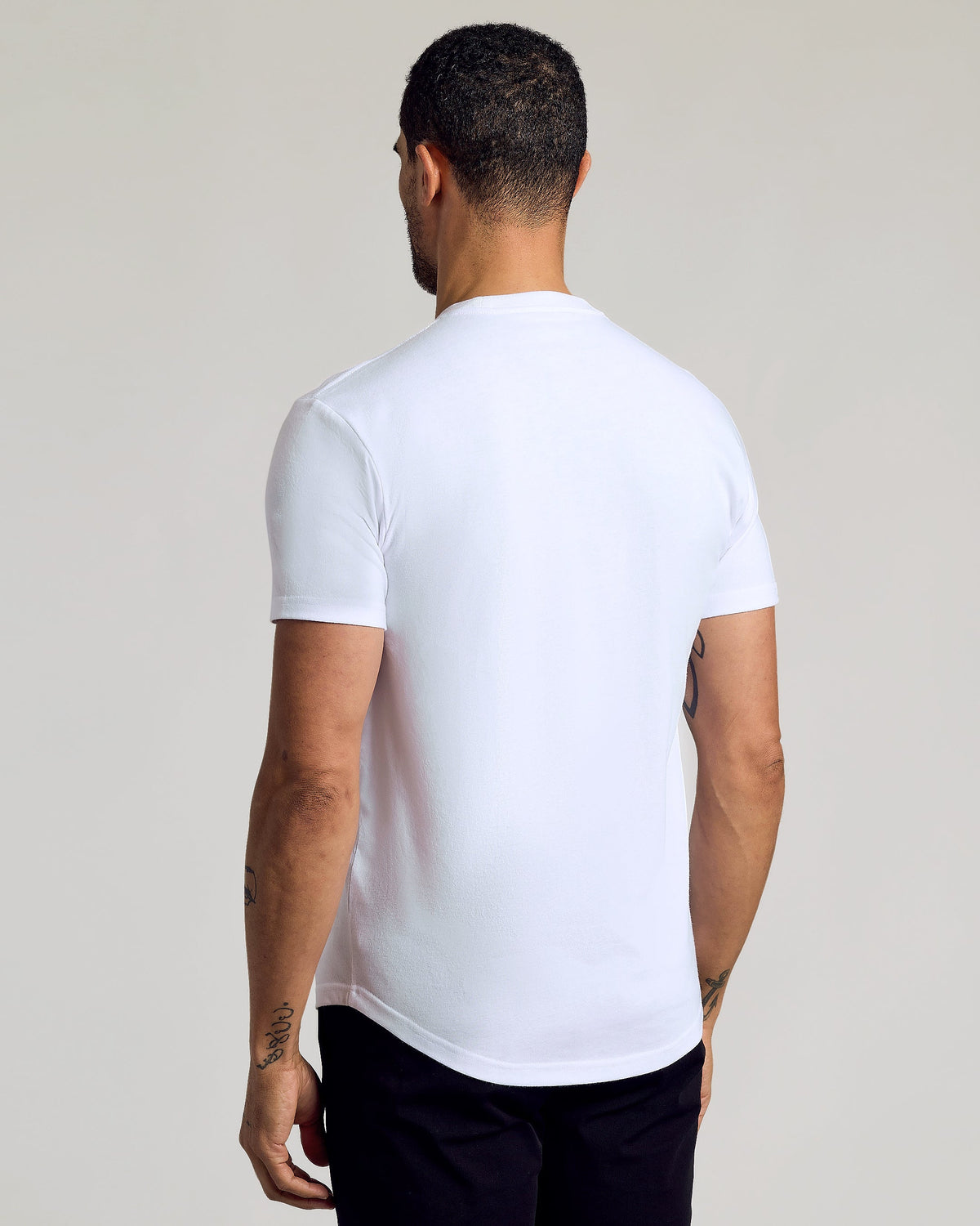 All White Curved Hem Classic Crew Neck 10-Pack