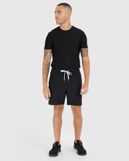 All Black Active Quick Dry Shorts with Liner 2-Pack