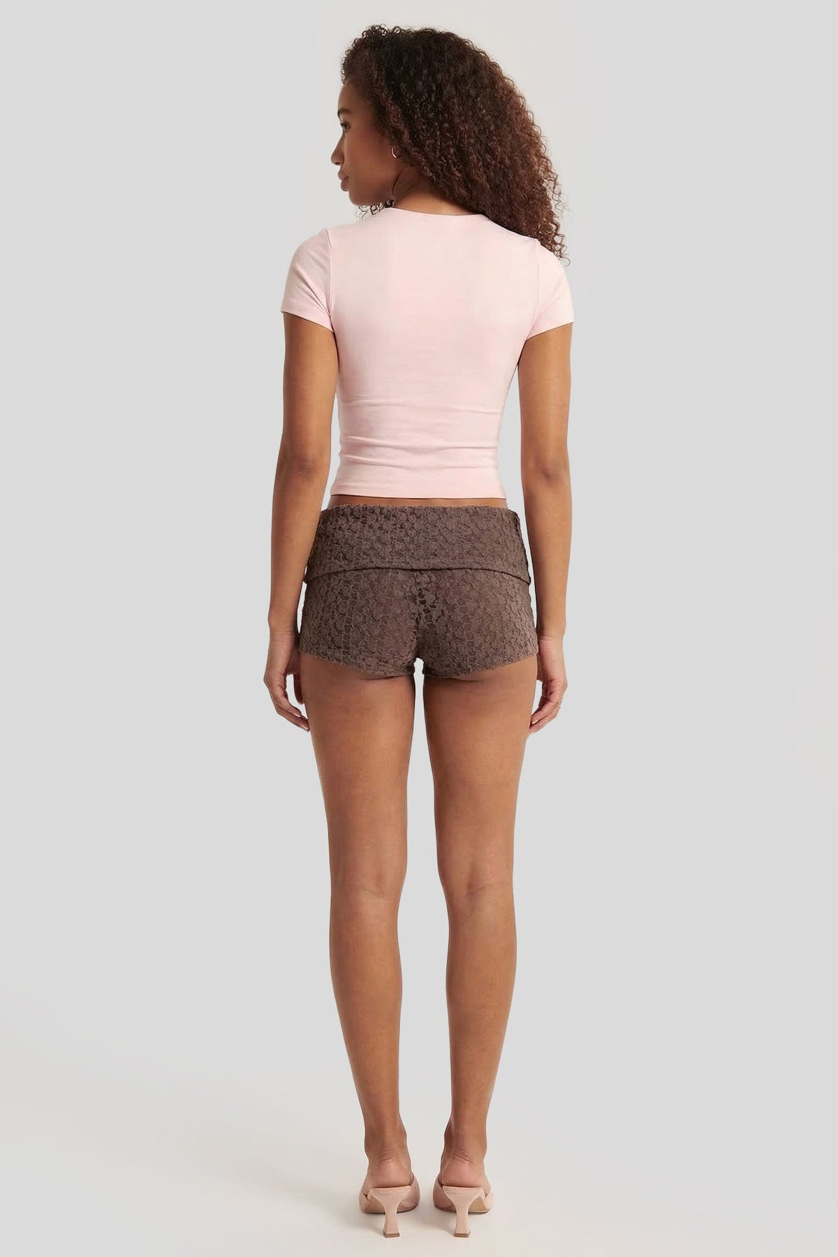 Lace Foldover Waist Micro Short
