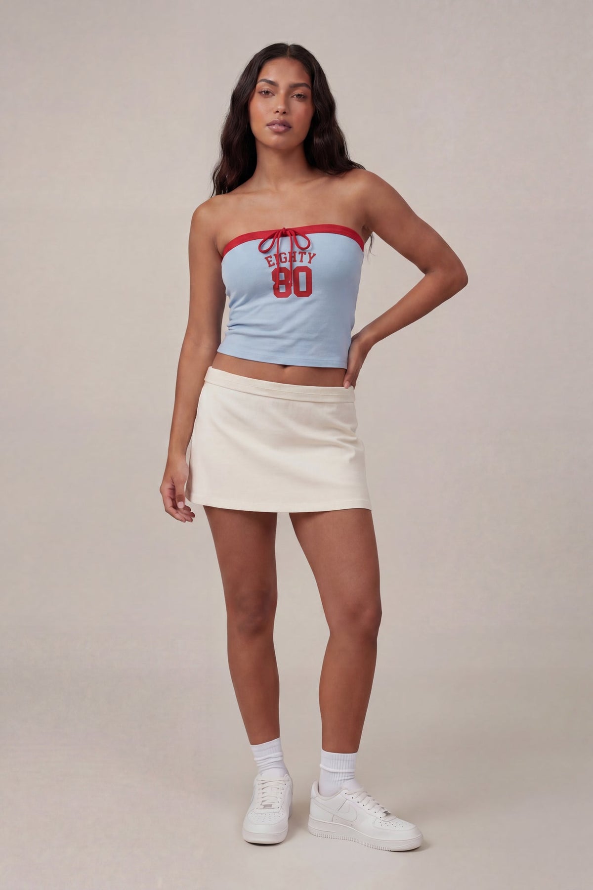 Graphic Drawstring Tube Top