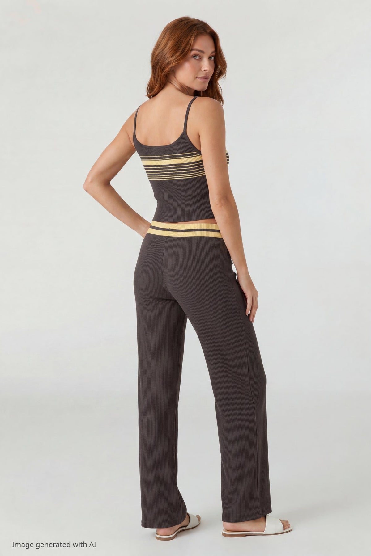 Striped Waist Wide Leg Pant