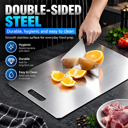 304 Stainless Steel Double-Sided Cutting Board – Durable Kitchen Prep & Chopping Board