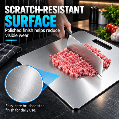 304 Stainless Steel Double-Sided Cutting Board – Durable Kitchen Prep & Chopping Board