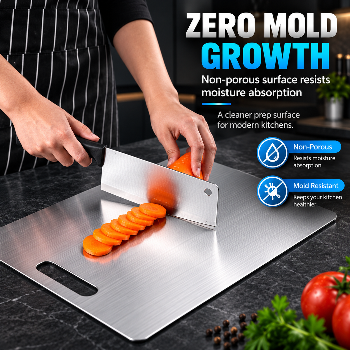 304 Stainless Steel Double-Sided Cutting Board – Durable Kitchen Prep & Chopping Board