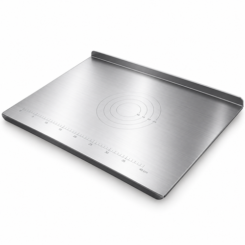 Stainless Steel Countertop Prep Board – Large Kitchen Work Surface with Measurement Guide