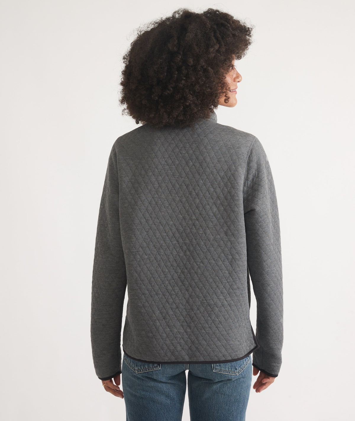 Women's Reversible Corbet Pullover in Charcoal/Mid Heather Grey