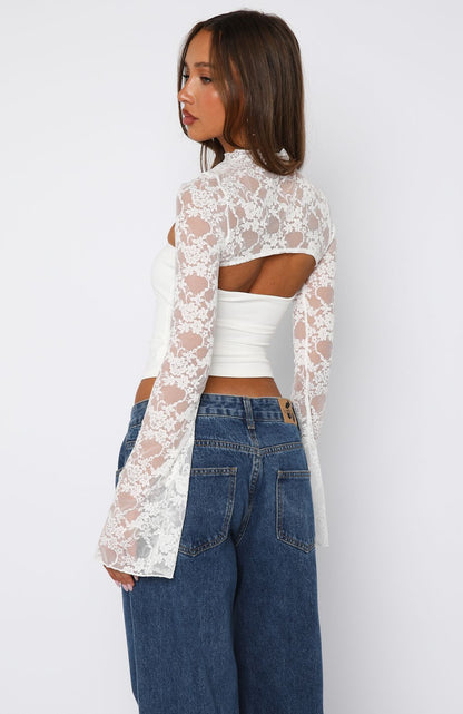 Devoted Love Long Sleeve Top White