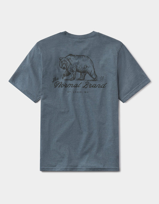 Illustrated Bear Tee in Indigo