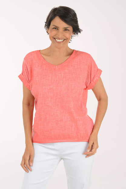 V-Neck 100% Linen Tee