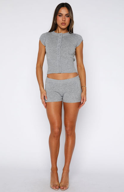 Almost Love Knit Shorts Grey