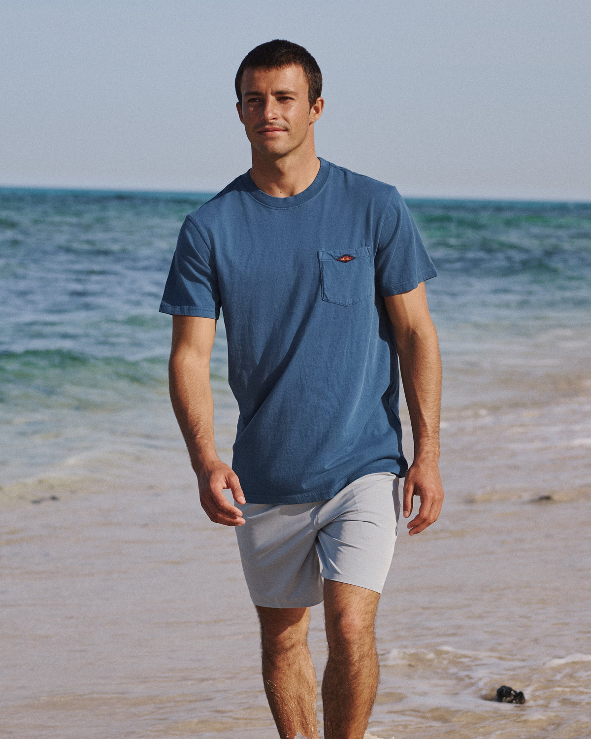 Saltwater Pigment-Dyed Short Sleeve Pocket Tee - Dark Denim