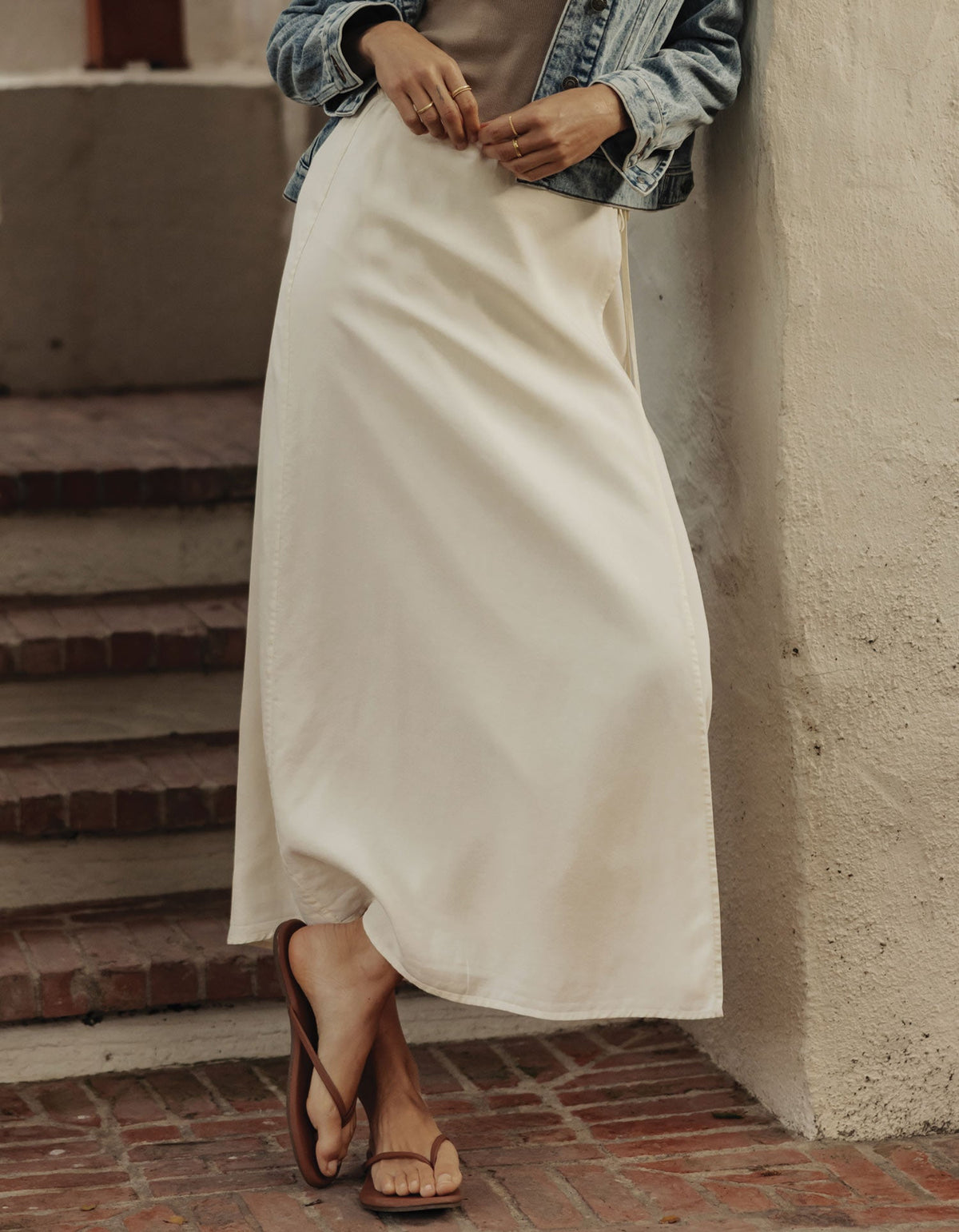 Sueded Costa Wrap Skirt in Ivory