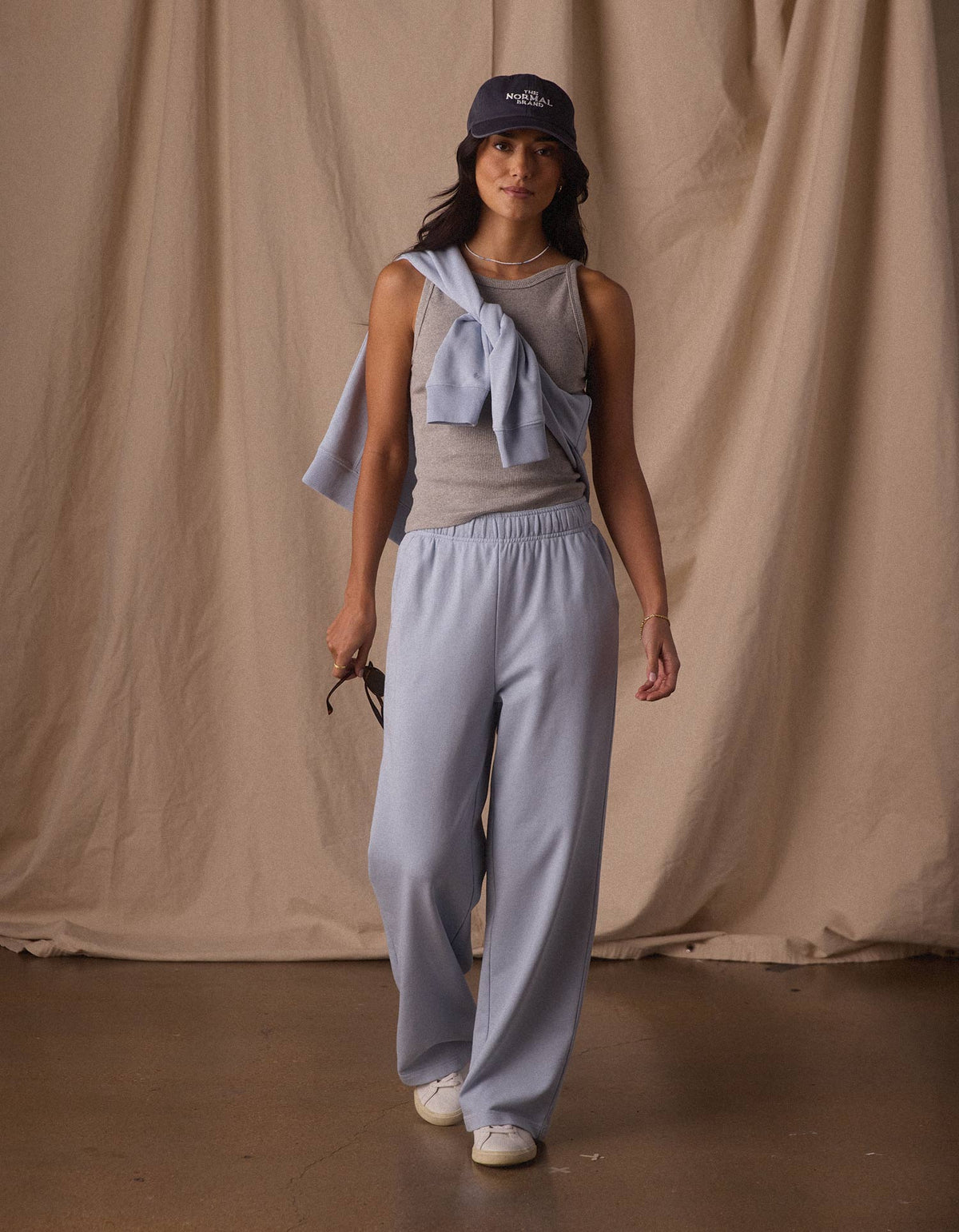 Cole Terry Straight Leg Sweatpant in Mist