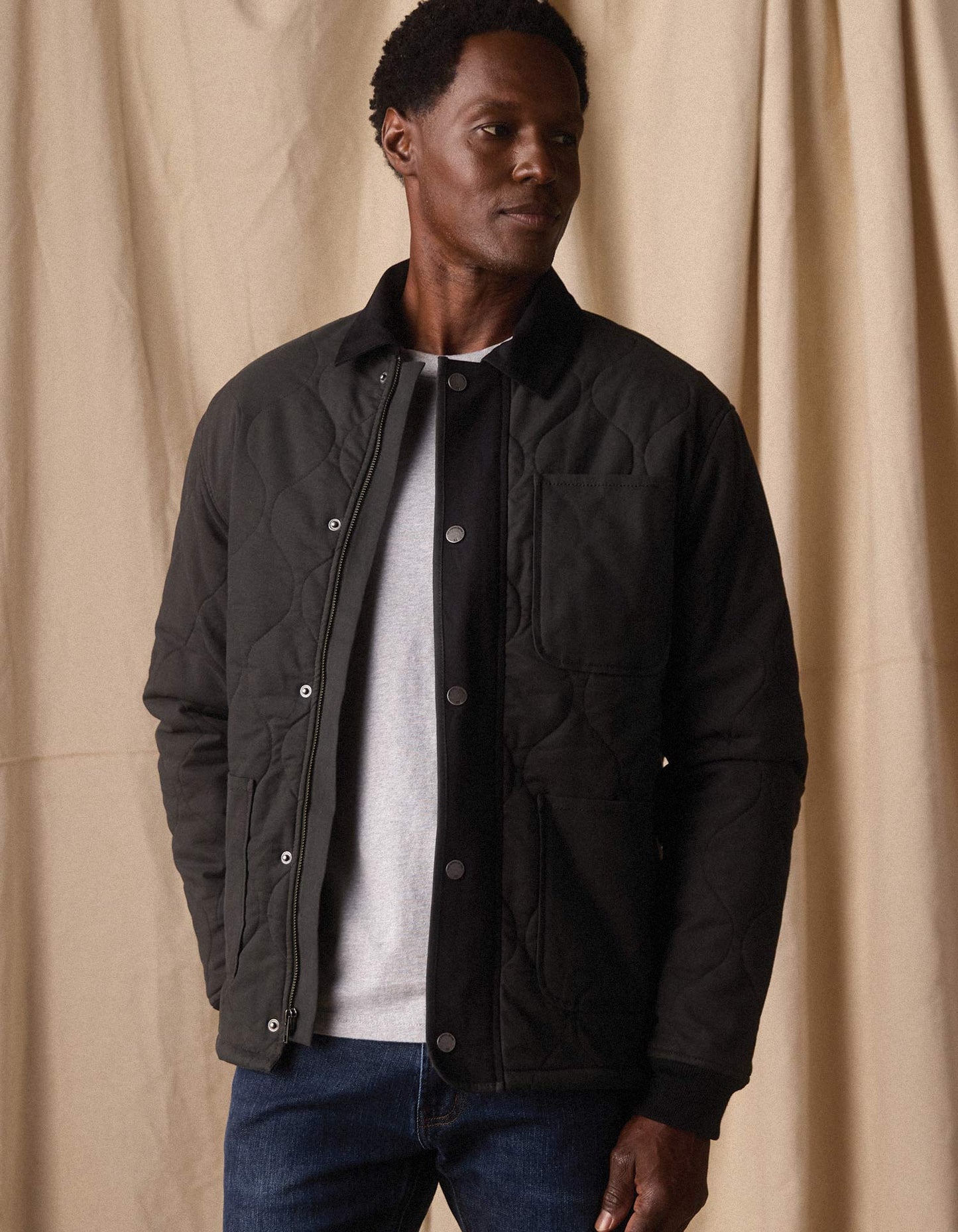 James Canvas Liner Jacket in Phantom/Black