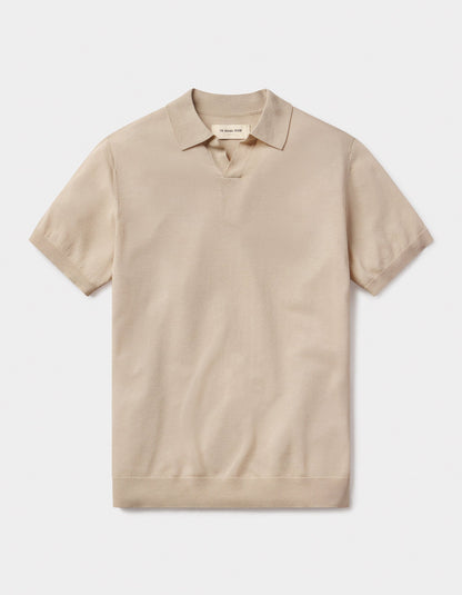 Summer Linen-Blend Polo in Jute