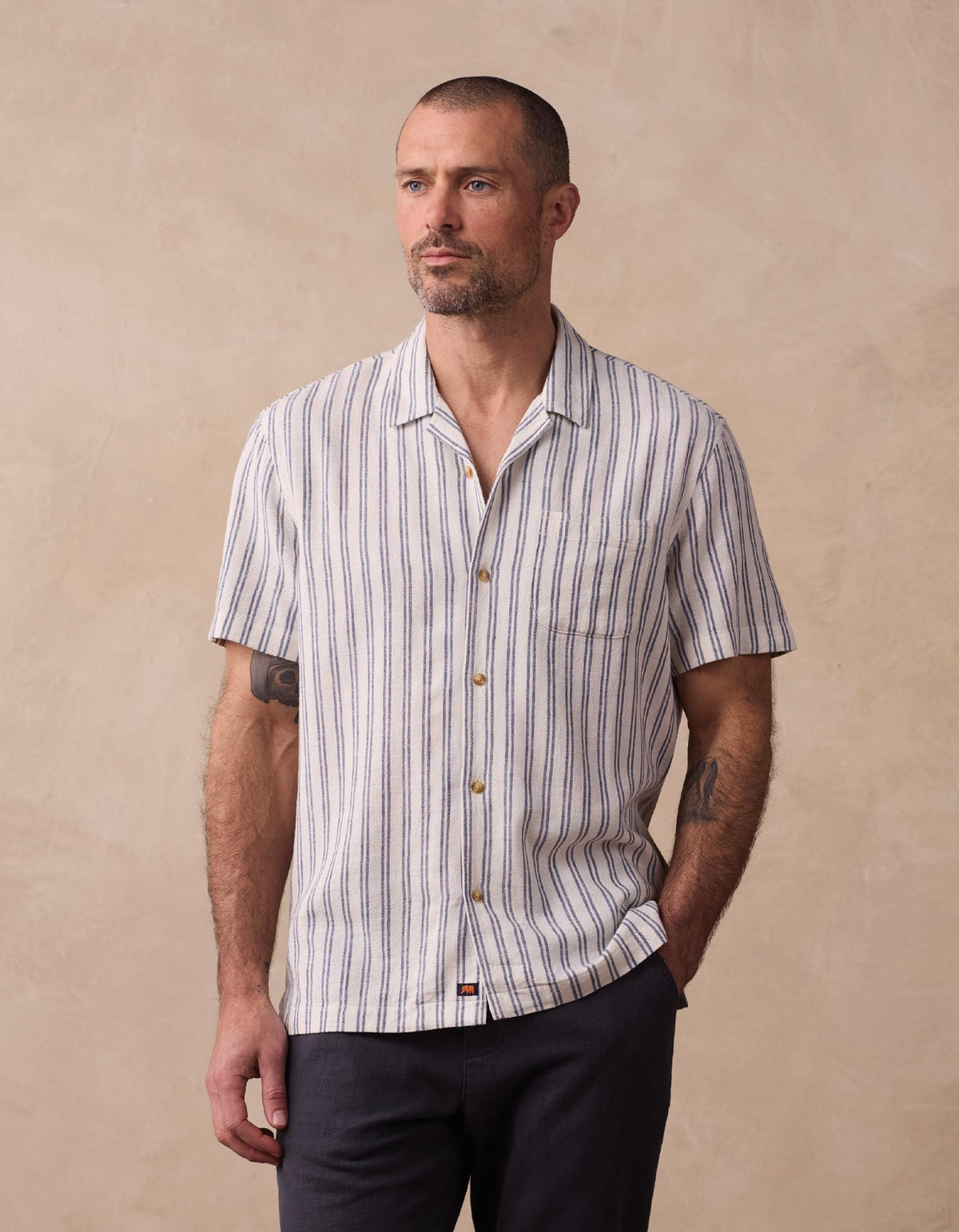 Freshwater Camp Shirt in Vintage Blue Stripe