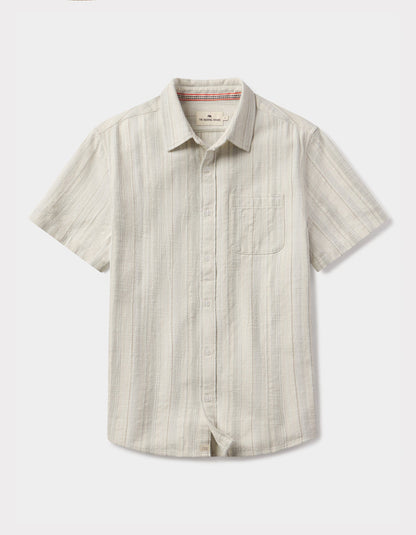 Freshwater Short Sleeve Button Up Shirt in Sea Glass Stripe