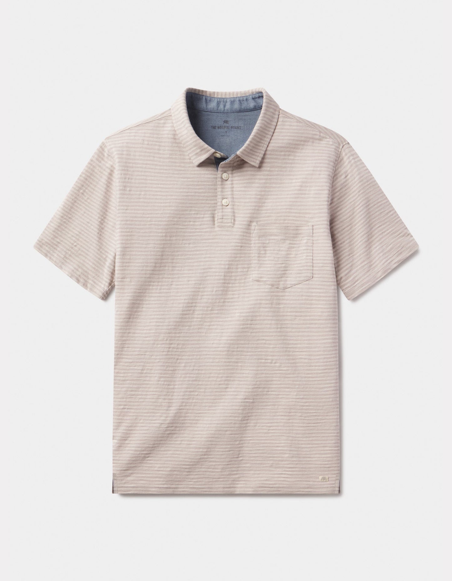 Vintage Slub Pocket Polo in Greystone Stripe
