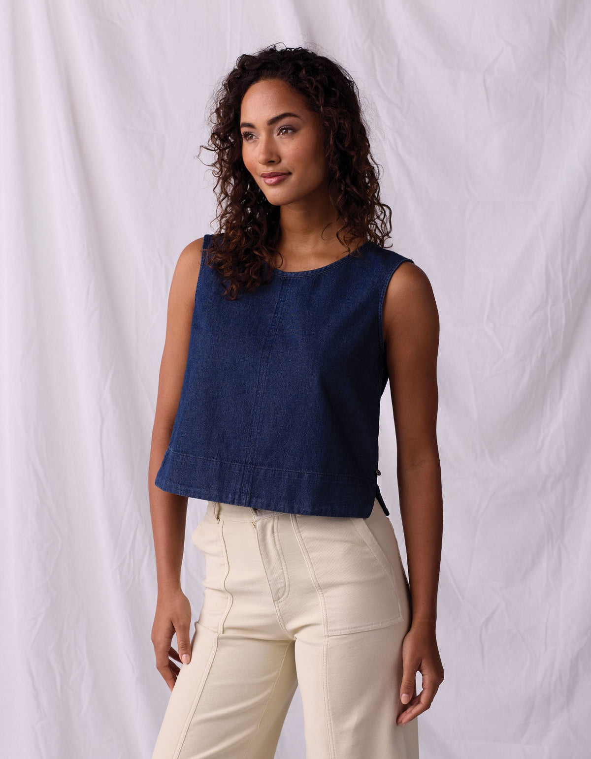 Lightweight Denim Mariner Top in Dark Indigo