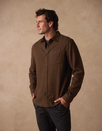 Hudson Double Brushed Flannel in Heathered Grey Plaid