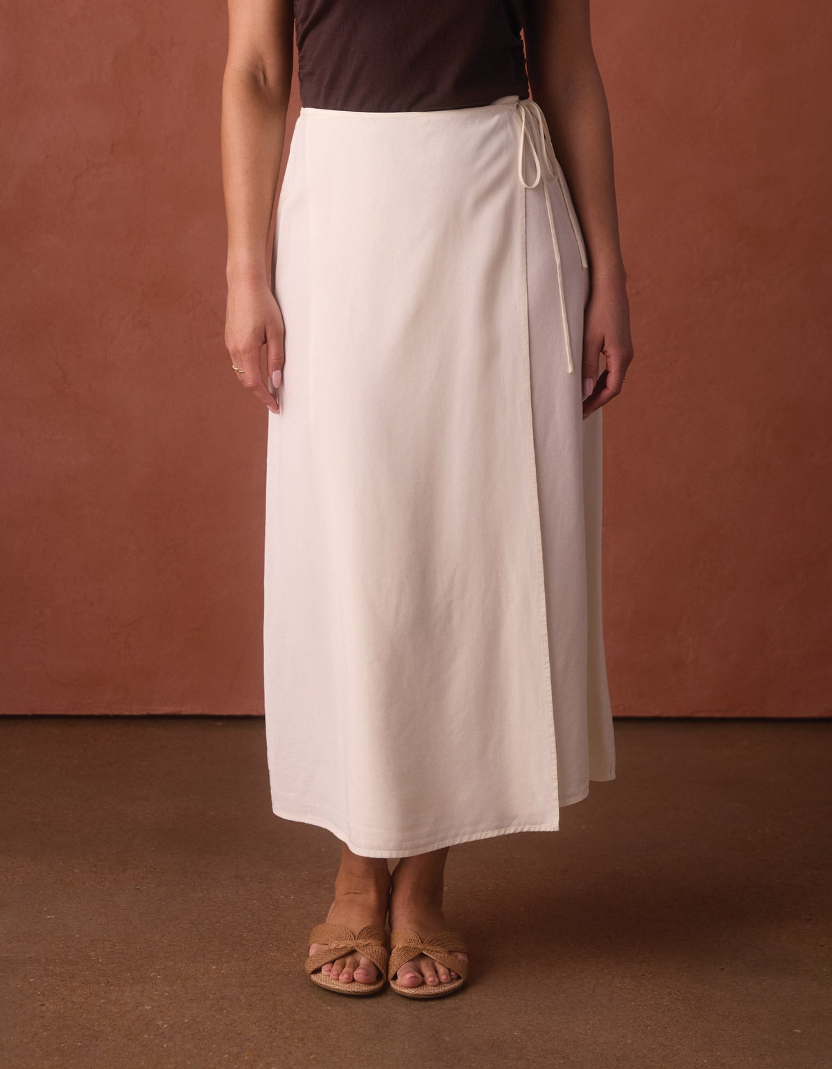 Sueded Costa Wrap Skirt in Ivory