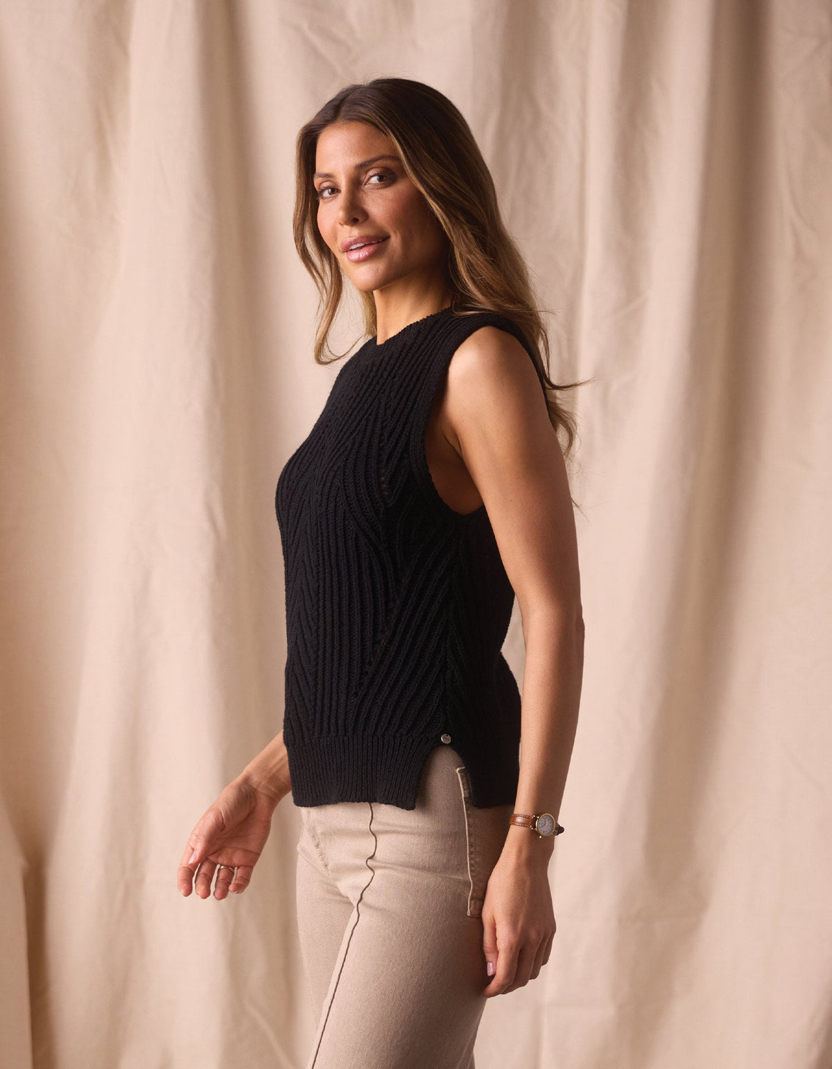 Adelaide Knit Hi-Neck Tank in Black